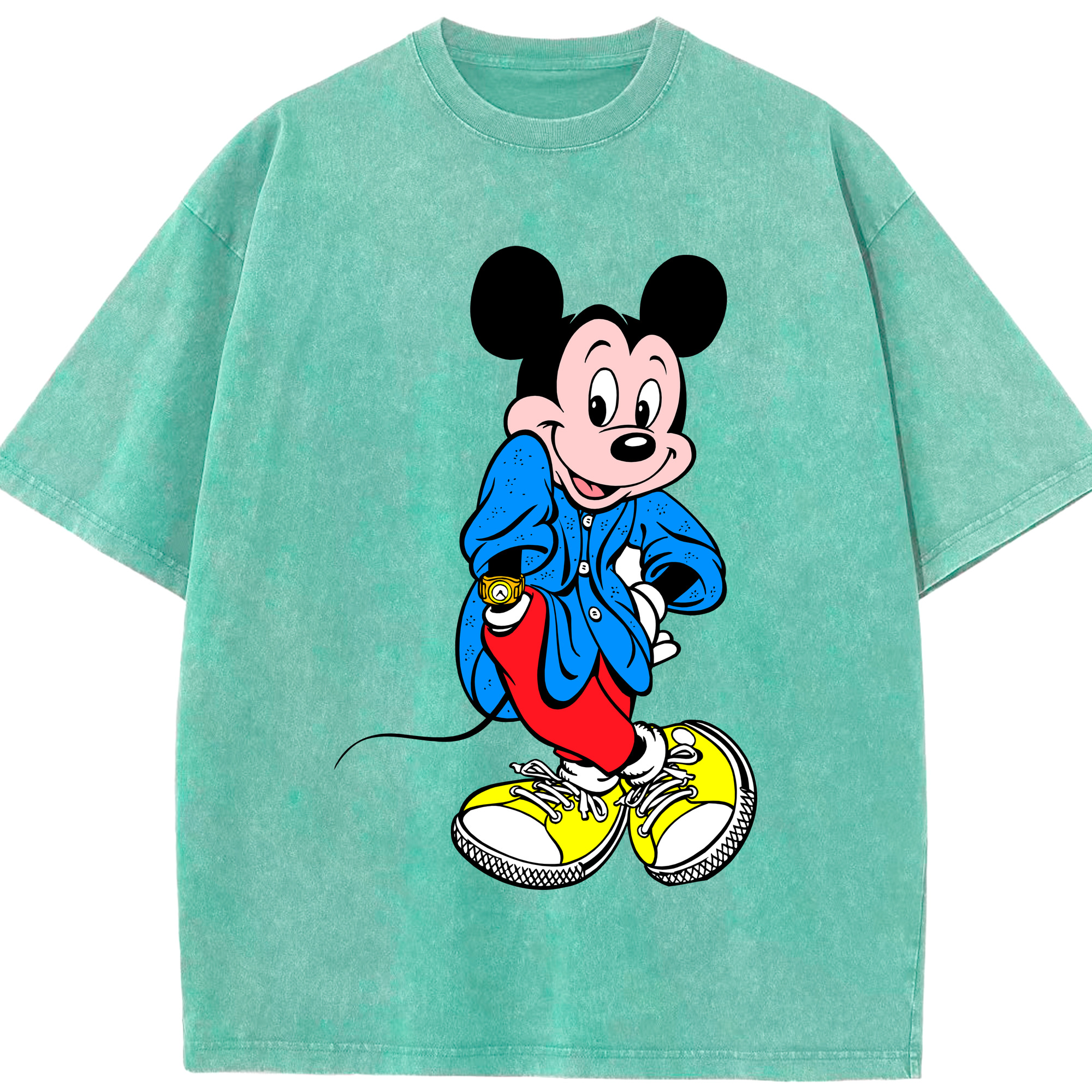 （画像用） ミッキーマウス Mickey Mouse 綿100% ヴィンテージ風 半袖Tシャツ（フロントプリント）